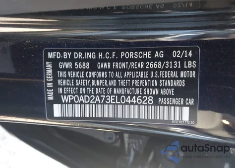 2014 Porsche Panamera E-Hybrid S z USA, uszkodzony, nr VIN WP0AD2A73EL044628